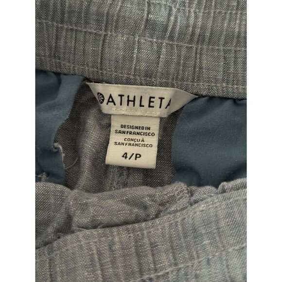 Athleta Cabo Joggers Women’s 4P Chambray Blue Pull-On Pants 100% Linen - Picture 5 of 13